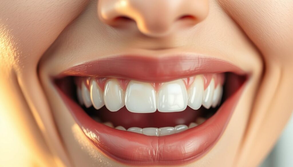 A clean, well-lit close-up view of a person's teeth, with Invisalign clear aligners prominently displayed. The aligners should be positioned at different stages of the treatment process, showing their gradual and progressive transformation. The background should be slightly blurred, maintaining the focus on the teeth and aligners. Subtle warm lighting from the side and above, creating subtle shadows and highlights to accentuate the details of the aligners and dental structures. The overall mood should convey a sense of dental care, progress, and the lifespan of an Invisalign treatment.