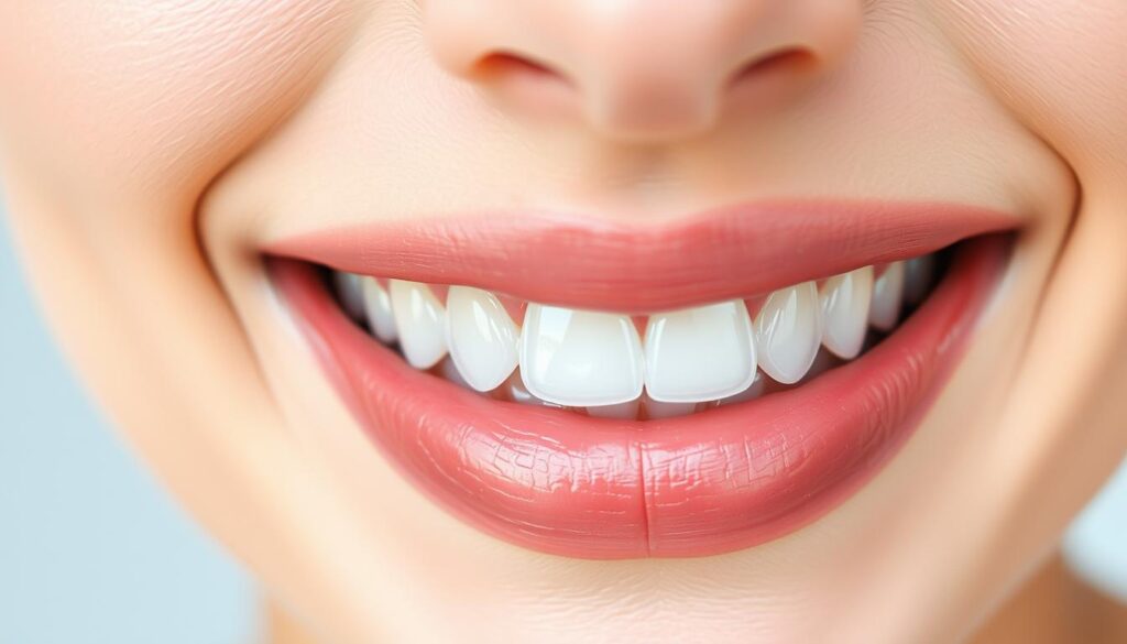 A discreet, nearly invisible set of clear aligners worn on the front teeth, subtly blending with the natural smile. The aligners are depicted in a close-up view, with a soft, natural lighting that accentuates their transparency and seamless integration with the teeth. The image captures the aligners from a slightly angled perspective, revealing their slim, low-profile design that minimizes visual impact. The background is a simple, neutral setting, allowing the focus to remain on the refined, unobtrusive appearance of the aligners. The overall mood is one of discrete sophistication, highlighting the inconspicuous nature of this orthodontic treatment.