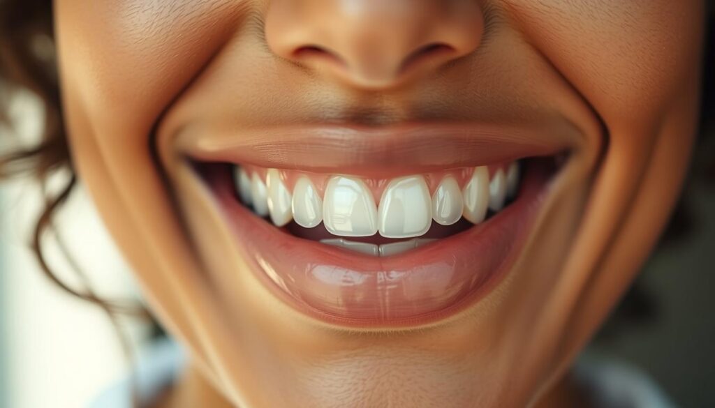 A person's mouth discreetly wearing clear, virtually undetectable dental aligners. The aligners seamlessly blend with the teeth, creating a natural, unobtrusive appearance. The subject is shot in natural, soft lighting that gently illuminates the face, minimizing any visible shadows or edges. The composition is framed tightly, focusing on the mouth area to highlight the inconspicuous nature of the aligners. The overall mood is one of subtle refinement, where the aligners effortlessly complement the wearer's everyday lifestyle without drawing unnecessary attention.