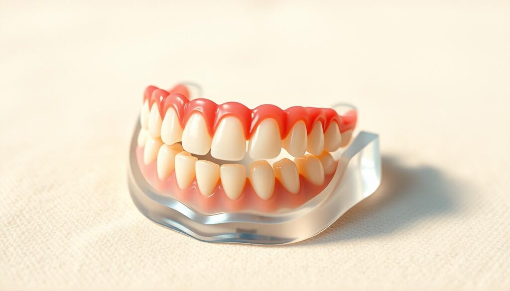 A set of partial dentures, with a realistic and detailed appearance, resting on a soft, neutral-colored surface. The dentures should be shown in a well-lit, high-resolution close-up, capturing the intricate texture of the acrylic base and the precise placement of the replacement teeth. The overall mood should convey a sense of medical precision and functionality, reflecting the practical nature of this dental solution. A set of partial dentures, with a realistic and detailed appearance, resting on a soft, neutral-colored surface. The dentures should be shown in a well-lit, high-resolution close-up, capturing the intricate texture of the acrylic base and the precise placement of the replacement teeth. The overall mood should convey a sense of medical precision and functionality, reflecting the practical nature of this dental solution.