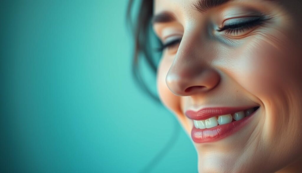A calm and soothing scene of a person's face, with a serene expression, conveying a sense of relief and comfort after a successful root canal procedure. The person's face is illuminated by soft, warm lighting, casting a gentle glow on their features. The background is blurred, with subtle shades of blue and green, creating a calming, natural atmosphere. The image focuses on the person's face, with a close-up view that emphasizes their expression of contentment and the absence of any visible signs of pain or discomfort. The overall composition and mood of the image reflect the successful resolution of the root canal treatment and the long-term positive outcomes of the procedure. A calm and soothing scene of a person's face, with a serene expression, conveying a sense of relief and comfort after a successful root canal procedure. The person's face is illuminated by soft, warm lighting, casting a gentle glow on their features. The background is blurred, with subtle shades of blue and green, creating a calming, natural atmosphere. The image focuses on the person's face, with a close-up view that emphasizes their expression of contentment and the absence of any visible signs of pain or discomfort. The overall composition and mood of the image reflect the successful resolution of the root canal treatment and the long-term positive outcomes of the procedure.