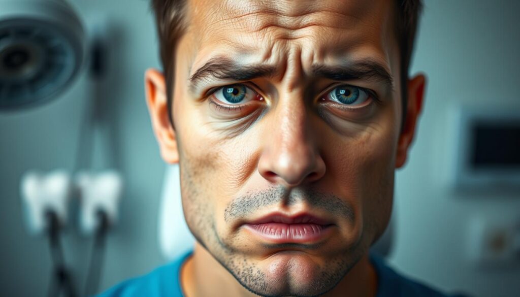 A pensive, concerned face expressing a mix of anticipation and apprehension, set against a softly blurred medical background. The subject's brow is furrowed, eyes narrowed, lips slightly parted, conveying the uncertainty and emotional turmoil often experienced after a root canal procedure. Subtle lighting casts gentle shadows, creating a contemplative atmosphere. The focus is on the subject's face, emphasizing the internal struggle and emotional response to the lingering effects of the dental work. A pensive, concerned face expressing a mix of anticipation and apprehension, set against a softly blurred medical background. The subject's brow is furrowed, eyes narrowed, lips slightly parted, conveying the uncertainty and emotional turmoil often experienced after a root canal procedure. Subtle lighting casts gentle shadows, creating a contemplative atmosphere. The focus is on the subject's face, emphasizing the internal struggle and emotional response to the lingering effects of the dental work.