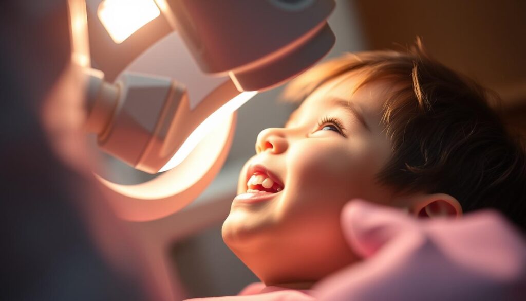 A close-up view of a pediatric dental radiography setup, capturing the intricate details of the process. The image depicts a young patient comfortably positioned, with a dental X-ray machine positioned close to their head, emitting a soft, diffused light. The scene is illuminated by a combination of warm, directional lighting and ambient, natural-looking illumination, creating a calming and professional atmosphere. The focus is sharp, showcasing the precision of the dental equipment and the gentle care of the healthcare providers. The background is blurred, emphasizing the central subject and the importance of the radiographic examination in the context of pediatric dental health. A close-up view of a pediatric dental radiography setup, capturing the intricate details of the process. The image depicts a young patient comfortably positioned, with a dental X-ray machine positioned close to their head, emitting a soft, diffused light. The scene is illuminated by a combination of warm, directional lighting and ambient, natural-looking illumination, creating a calming and professional atmosphere. The focus is sharp, showcasing the precision of the dental equipment and the gentle care of the healthcare providers. The background is blurred, emphasizing the central subject and the importance of the radiographic examination in the context of pediatric dental health.