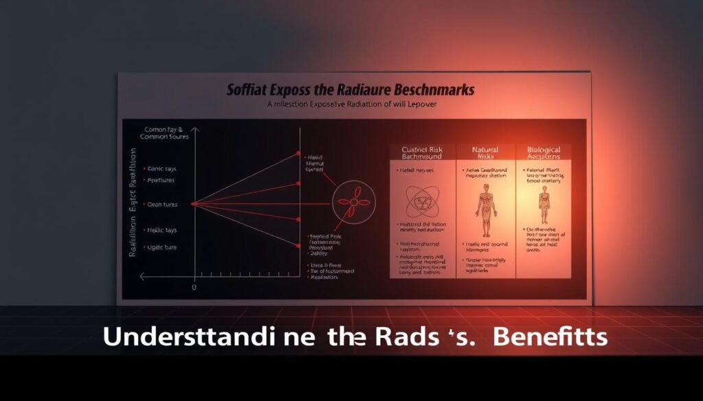 A detailed cross-section diagram depicting radiation exposure benchmarks, illuminated by a soft, directional light source. In the foreground, a clear visual scale showcases the relative levels of radiation exposure from various common sources, such as cosmic rays, medical procedures, and natural background radiation. The middle ground features labeled diagrams explaining the biological effects and potential health risks associated with different exposure levels. The background provides a clean, minimalist layout with a subtle grid pattern, allowing the key information to take center stage and convey the "Understanding the Risks vs. Benefits" concept effectively. A detailed cross-section diagram depicting radiation exposure benchmarks, illuminated by a soft, directional light source. In the foreground, a clear visual scale showcases the relative levels of radiation exposure from various common sources, such as cosmic rays, medical procedures, and natural background radiation. The middle ground features labeled diagrams explaining the biological effects and potential health risks associated with different exposure levels. The background provides a clean, minimalist layout with a subtle grid pattern, allowing the key information to take center stage and convey the "Understanding the Risks vs. Benefits" concept effectively.