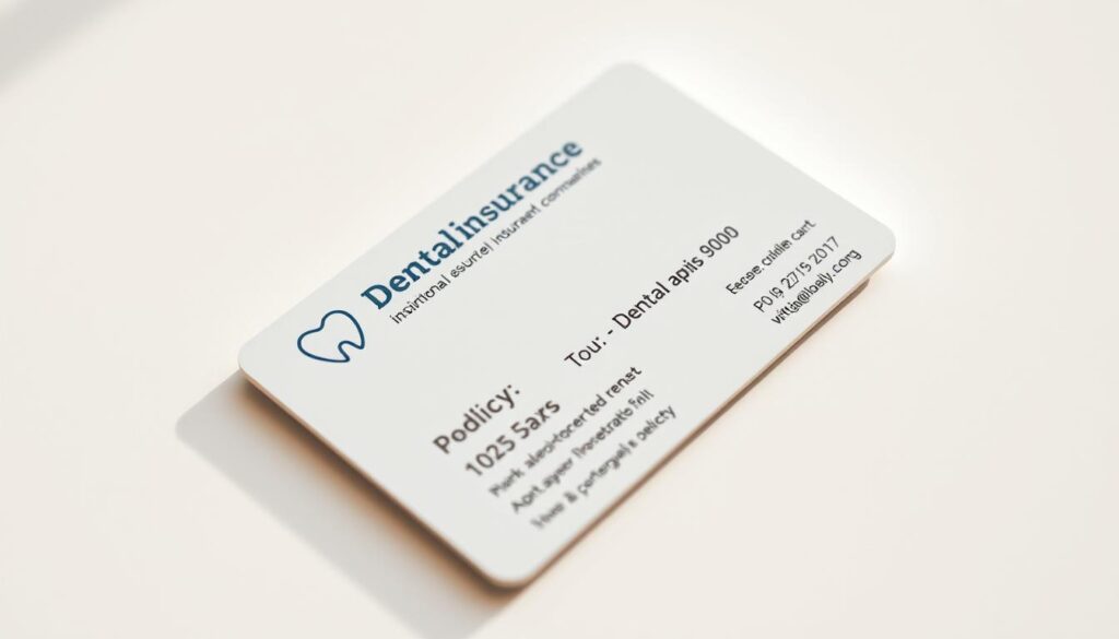 a close-up photograph of a dental insurance card with a clear and focused design, showcasing the key details like the insurance provider's logo, coverage details, and policy number. The card is placed on a clean, off-white background, with soft, directional lighting creating subtle shadows and highlights that emphasize the tactile nature of the card. The overall composition is simple and minimalist, allowing the insurance card to be the central focus of the image, conveying a sense of trust, reliability, and attention to detail.